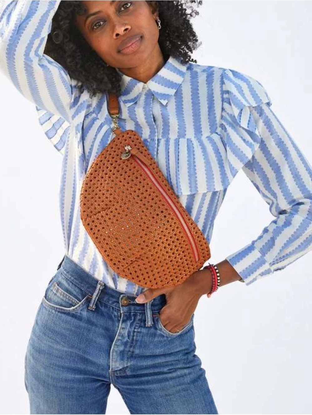 Clare V Tan Rattan Woven Crossbody Bag.  NWT.